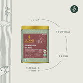 Luxmi Estates Hibis-Kiss Black Tea - 100gm Tin, 3.5 Ounce | USDA Certified Organic Hibiscus Strawberry Black Tea - High Caffeine Black Tea | Additives Free Loose Leaves, Rich In Antioxidants